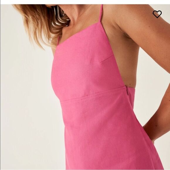 NWT Reformation Wiley Linen Mini Pink Dress Size 10 - Picture 5 of 9
